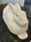 Vintage Bunny Rabbit Figurine Ceramic Pottery 11  Sgraffito Combing Texture Nwot