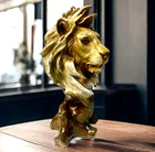 New Handsome Soulful Lion Head Bust Resin Figurine Sculpture Statue 11hx6wx6d