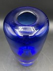 Vtg Cobalt Blue Art Glass Vase Controlled Bubble In Clear Bottom Cased Heavy 8 