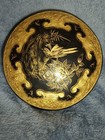 Beautiful Vintage Oriental Black Lacquer With Gold Trim Basket With 3 Tiers