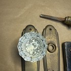 Antique Vtg Art Deco Glass Door Knob Set With Plate And Mortise Lock