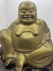 Antique Vintage 7    Xl Laughing Bronze Brass Buddha Hand Carved Wood Base