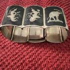 Vintage Sian Sterling Silver 925 Black Enamel Panel Bracelet 