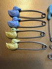 9 Baby Diaper Pins 2  Vintage Mixed Lot 4 Ducks  3 Penguins  2 White  Japan