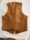 Vintage Nordstrom Brown Leather Vest Button Front Lined Pockets Notch 40