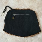 Vintage 1930s 40s Fluffy Leopard Fur Muff Hand Warmer Winter Purse Lucite Pulls