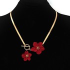 Women s Fashion Elegant Red Flower Pendant Necklace Earring Set Alloy Jewelry