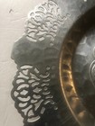 Vintage Hand Wrought Chromium Round Serving Tray W  Etched Royal Design Cromwell