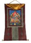 Hand Painted Guru Padmasambhava Tibetan Thangka Painting With Silk Brocade