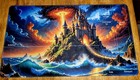 Mtg Tcg Commander Playmat  Magic Play Mat  Stitched Border  Izzet  Castle 