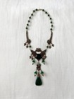 Vintage Czech Art Deco Green Glass   Brass Egyptian Revival Necklace
