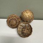 Vintage Set Of 3  Hand Woven Mini Baskets Wicker Earth Tones Cottage Or Country