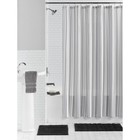 15 Piece Shower Curtain Bath Set Polyester Stripe Washable Bath Rugs Hooks New
