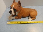 Vintage Sandicast Signed 153 Boxer Dog 1988 Fawn   White Cropped Ears And Tail
