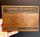 General Electric Dc Generator Nameplate Logo Sign Heavy Brass 40s-60s  Free Ship