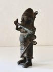 Antique African Bronze Benin Bini Edo Messenger Horn Player 10    Tall