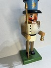 Vintage Wooden Nutcracker Soldier 8  White Olive Green Hand Painted Christmas