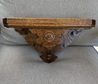 Vintage Ornate Wood Wall Shelf Carved Victorian Style Display Corbel Dark  as Is