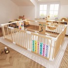 Wooden Baby Playpen  Foldable Play Yard With Built-in Toys 85 x57 