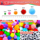 Multi-color Pom Poms  1200pcs Assorted Size   Color  Pom Poms For Arts And Craft