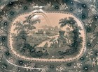 Rare Antique 19th Century Davenport Large Venison Meat Platter Green Transfer