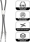 Fyntave 4pcs Bolo Tie Kit Leather Rope With Silver Clasp Western Cowboy Vintage