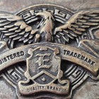 Vintage Bronze Metal Eagle Shield Western Cowboy Belt Buckle Patina 3 25in