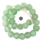 Super Jumbo Green Aqua Recycled Glass Beads 34mm Ghana African Sea Glass Round