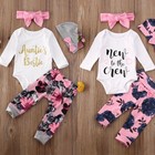 Infant Newborn Baby Girl Romper Tops Jumpsuit Pants Headband Outfits Clothes Set