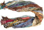 On 12 Yards Unstitched Recycled Pure Silk Sari Ribbon Yarn Tassels Dull Skeins