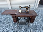Singer Treadle Sewing Machine With Ornate Cabinet  Pre-1930 Antique