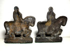 Knights In Armor On Horseback Cast Iron Bookends Vintage