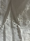 Antique White Cotton Eyelet Embroidered Apron With Floral Lace Trim Hem