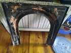 Antique Victorian Cast Iron Fireplace Surround  Very Old  Green Paint  32 5x30 7