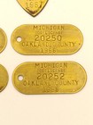 Vtg 1966-1968 Oakland County Michigan Brass Dog License Tags  Badges  Lot Of 11