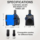 320 Gph  Submersible Powerhead Aquarium Water Pump 12    Sjtw 3-prong Plug 1pc 