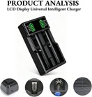 Usb Smart Battery Charger For18550 14500 16340 Rechargeable Li-ion Batteries Lot