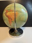 Vintage Replogle 12-inch Globe Stainless Steel Metal Stand - Ussr  E w Germany