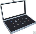  2glass Top Black Jewelry Display Case 144 Slot Ring Tray aluminum Ring Case Box