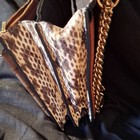 Coach Crossbody Bag Animal Print Black Brown Tan Zip Gold Chain Detachable
