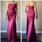 Davids Bridal Strapless Corset Bridesmaids Ruched Satin Ball Gown Dress 6 Fits 4