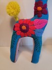 Folk Art Giraffe Plush Floral Embroidered Crewel Handmade Boho Mexican Chiapas
