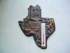 Vintage Metal  Souvenir Texas Of State Thermometer Wall Hanging Cowboy Steer