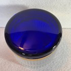 Antique vintage Cobalt Glass   Gilt Band Vanity Powder Jar Trinket Dish 3 