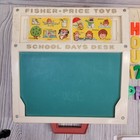 Fisher Price School Days Desk Chalkboard Alphabet Number Word Stencils Learn Vtg