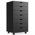 Wooden Mobile Filing Cabinet - 7 Drawers  Under Desk Storage With Wheels