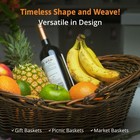- Medium Wicker Basket With Handle - Dark Brown Hand Woven Harvest Basket - W   