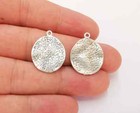 2 Pcs Textured Dangle Charms Antique Silver Plated Jewelry Accessories G22377