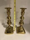 Pair 19th Century Brass Push Up Candlesticks 