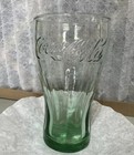 Genuine Double Embossed Coca-cola Green Tint  6  Tall Glass Vintage Style Glass